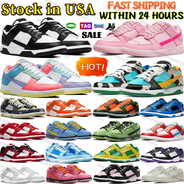 2024 Designer Top Men Sneakers Us Stocking for Men in USA White Blanc Black Low Shoes Womens Casual Shoes Trainers Femmes Triple Pink Team Orange Green Running Chaussures