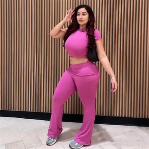 2024 Designer Survêtements Deux 2 pièces Ensembles Femmes Tenues Printemps Sweatsuits T-shirt à manches courtes et pantalons droits Casual Solid Sportswear Vêtements en gros 10651