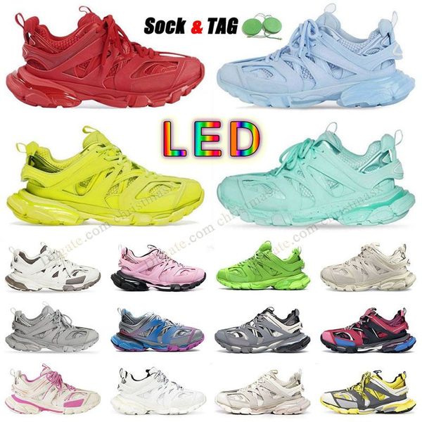 2024 Designer Triple-S Track LED 3.0 Chaussures de sport Baskets Noir Blanc Vert Transparent Semelle extérieure en cristal d'azote 17FW Chaussures de course Hommes Femmes Baskets d'extérieur