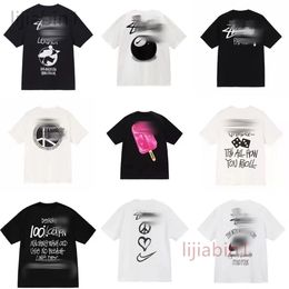 Mens Sy T Shirt Designer Black 8 Camisas para hombres Camiseta gráfica de manga corta Summer Stussness Street Sports Camisetas 123