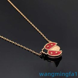 2024 Designer vans Vierbladige zevensterren lieveheersbeestje sleutelbeenketting 18k roségouden insect Dubbelzijdig klavertje vier ketting voor dames