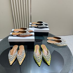 Pantoufles en pierre de styliste pour femmes, sandales en cuir véritable, éraflures, style chinois, broderie, pantoufles plates décontractées, 34-42, 2024