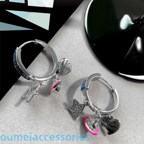 2024 Diseñador Xitai Queenjewellery Pendientes de moda y personalizados con esmalte de nicho único y estrella de diamantes completos de Saturno