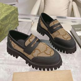 2024 Designers Loafers Woman Lace-Up Shoe Loafer Platform Sneaker Dress Moccasins Canvas Derby schoenen Chunky Bottom Office Lady Rubber Lug Sole 35-45
