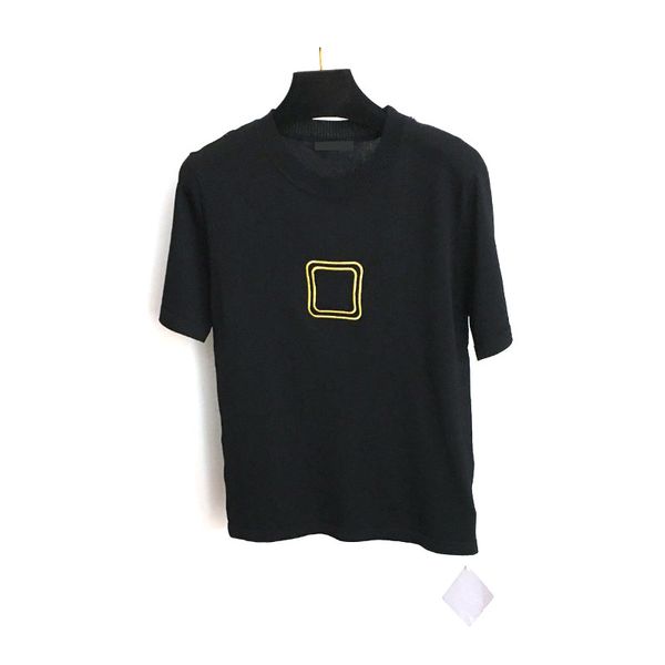 2024 Diseñadores Camisetas Moda Camisetas Hombre Mujer Carta Camisa Cuadrado Letra Bordado Hielo Seda Manga corta Prendas de punto Manga corta Marea Damas Top Negro Tees S-XL