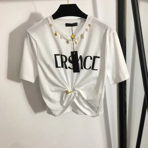 2024 Designers t-shirts mode t shirts women women matériel décoration feuilles chemise décontractée joker blanc coton à manches courtes marée marque dames cc top shirt thes smxl