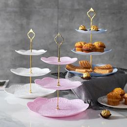 2024 Afneembare cakevorm European Style 3 -laags deeg Cupcake Fruitplaat Serveer desserthouder Wedding Party Home Decor afneembare cake