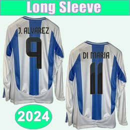 2024 Di Maria Lange mouw voetbaltruien Martinez Romero de Paul Mac Allister J.Alvarez Tagliafico Home Football Shirts Shirts Short Uniformen
