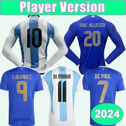 2024 Di Maria Mens Player Soccer Jerseys Martinez Romero de Paul Mac Allister J.Alvarez Tagliafico Home Away Football Shirts Shirts Uniformen