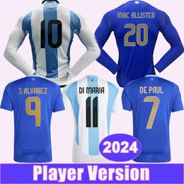 2024 Di Maria Mens Player Soccer Jerseys Martinez Romero de Paul Mac Allister J.Alvarez Tagliafico Home Away Football Shirts Shirts