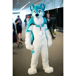2024 Descuento de fábrica Piel larga Furry Husky Dog Fox Disfraz de mascota Vestido de lujo Fiesta de cumpleaños Traje de Navidad Carnaval