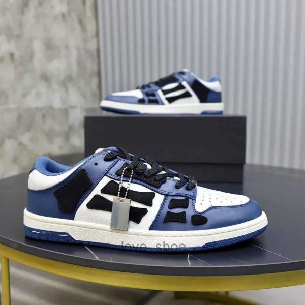 2024 Discount Chaussures Skel Low Top Baskets Chaussures Skeleton Bones Baskets en cuir Blanc Noir Bleu Crâne Couple Skateboard Marche Couple Sports EU35-45