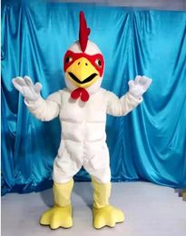 2024 Remise Costume de mascotte de poulet coq blanc personnage de thème d'anime de dessin animé Costumes fantaisie de fête de carnaval de Noël taille adulte
