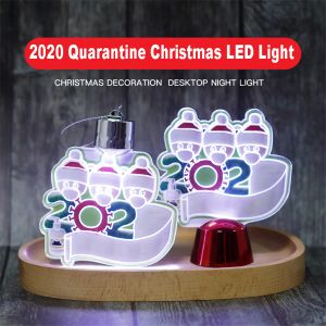 2024 DIY cuarentena Navidad LED iluminar adornos 3D árbol de Navidad Santa muñeco de nieve luz nocturna colorido brillante regalo de Navidad