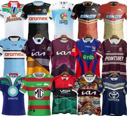 2024 Dolphins Shark Warrior Rugby Jerseys Cowboy Horse sauvage Maru Rooster Titan Panthers Rhinoceros Home Away Training Jersey All Nrl League Mans T-shirts Taille