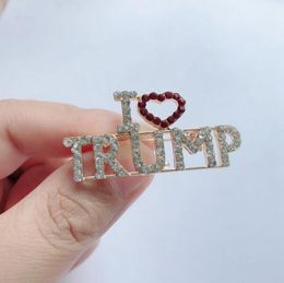 2024 Donald Trump Crystal Rhinestones Broche Metalen Button Badge Doek Pins Verenigde Staten President Campaign Dames Mannen Sieraden