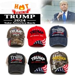 2024 Donald Trump Hat Camouflage USA Flag Hats Baseball Kag Make America à nouveau le président Maga Camo Embroderie Drop Cap S