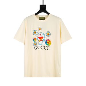 2024 Doraemon Flower Print Designer à manches courtes GGity Fashion T-shirt Printemps Été Tendance pour hommes et femmes T-shirt en pur coton