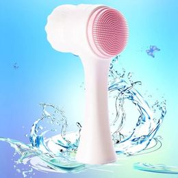 2024 gel de silice double face brosse nettoyante brosse nettoyante à fibre douce massage facial massage de soins de la peau pour la brosse faciale à fibre douce