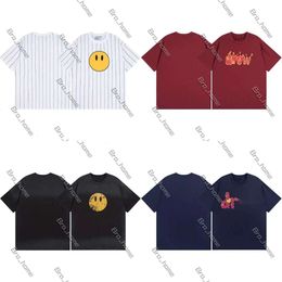 2024 Drawdrew Designer T-shirt Tshirt Summer Luxury Fashion Draw Smiley Face Letter Print Graphic Loose Casual Cotton Tendance à manches courtes Souriant Harajuku Tees 588