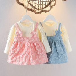 Robe à fleurs pour filles de 25 ans, vêtements de princesse mignons, manches courtes, col carré, couches bouffantes, 2024, 240223