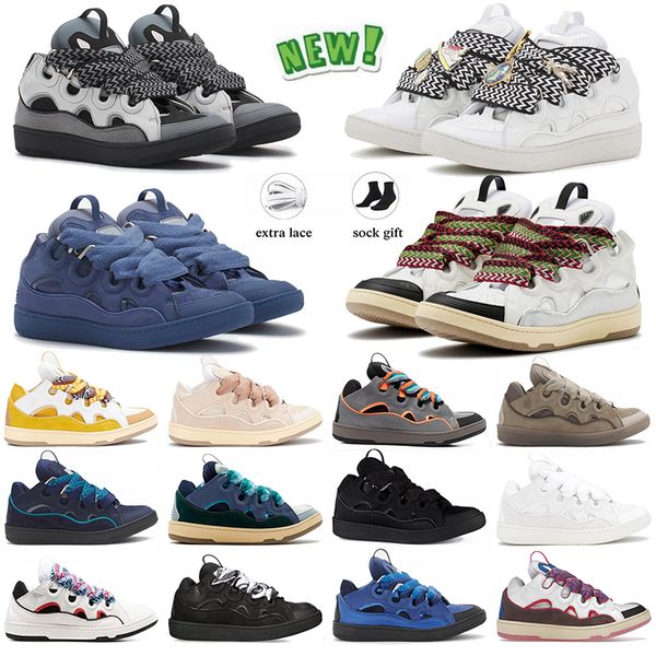 2024 zapatos de vestir diseñador de lujo lavinas cómodas zapatillas de cuero de cuero hombres mujeres rojo azul gris marrón verde colorido colorido zapatillas de zapatillas talla 35-46