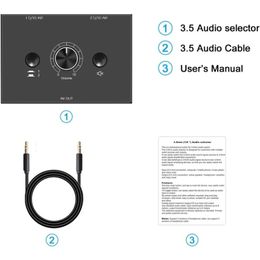 2024 Dubbele manier 3,5 mm stereo audio switcher splitter bidirectionele stereo audio switch splitter box 4 in 2 uit of 2 in 4 uit voor dubbele manier