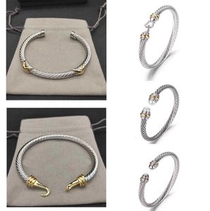 2024 Dy Diamond Bracelet Cable Bracelets Dy Pulsera Luxury Bijoux pour les femmes Men Silver Gold Pearl Head x Bracelet FaHion Bijoux FaHion pour cadeau de Noël 5 mm