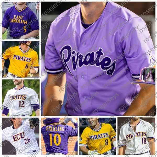 2024 East Carolina ECU Baseball Justin Wilcoxen Dixon Williams Jacob Starling Luke Nowak Ethan Norby Danny Beal Joey Berini Men Women Youth Pirates Jersey