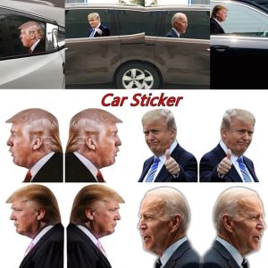 2024 Élection Trump Décalcomanies Autocollants de voiture Drapeaux de bannière drôles Fenêtre gauche droite Décollez les fournitures de fête de décalcomanie en PVC imperméable FY3761 0317