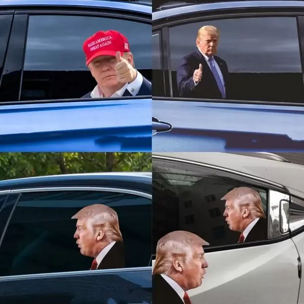 2024 Élection Trump Décalcomanies Autocollants de voiture Drapeaux de bannière drôles Fenêtre gauche droite Décollez les décalcomanies en PVC imperméables Fournitures de fête Livraison DHL