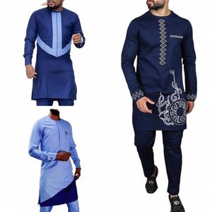 2024 Elegante estilo africano Traje de lujo para hombres Raya a cuadros Conjunto de un solo pecho y pantalones Traje de busin casual de 2 piezas para hombres Y2FC #