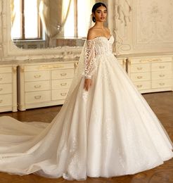 2024 robe de mariée élégante robe de mariée délicate perles appliques chérie manches bouffantes robes de mariée robe de novia casamento sur mesure