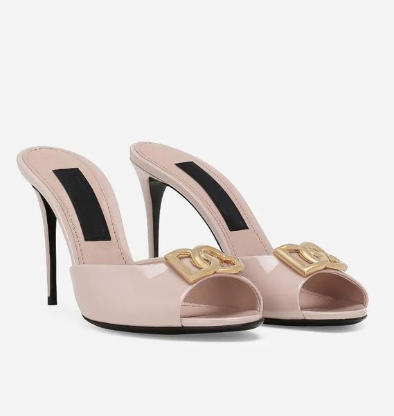 2024 Marca elegante Mujeres Keira Sandalias Zapatos Charol Mules Verde Negro Desnudo Punta abierta Tacones altos Señora Confort Caminar Calzado perfecto EU35-43