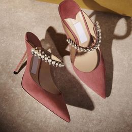 2024 Chaussures de conception de luxe élégantes Bing Bing Baily Marif Robe High Heels Femmes Crystal Pearl STRAP FEMMES POMMES POINTS SEXY SEXY Lady Walking Shoe EU35-41