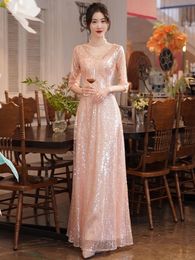 2024 Elegante Señel Mother of the Bride Vestidos Apliques de color rosa azul larga Bling BLING Vestidos nocturnos Forma de tamaño