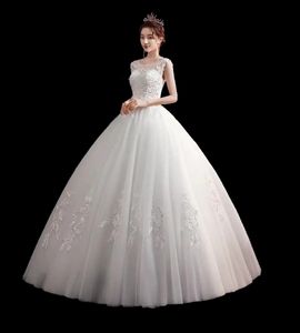 2024 Elegante Super Quality ronde halslijn bruids met handgemaakte kralen bruiloft baljurk met kanten luxe en elegante jurk