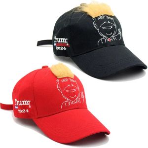 2024 Chapeau de broderie avec capuchon de baseball de cheveux Trump Supporter Rally Rally Parade Coton Chapeaux