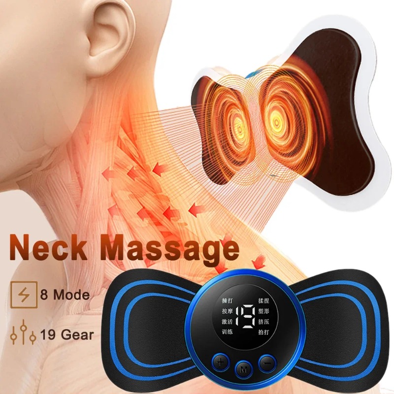 2024 EMS Mini Neck Massager Electronic Pulse Patch for Neck Massage Shoulder Neck Massager Foot Pad Stickerfor Muscle Relaxation