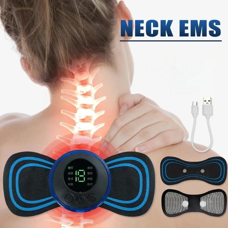 2024 EMS Mini Neck Massager Electronic Pulse Patch for Neck Massage Shoulder Neck Massager Foot Pad Sticker1. for Neck Pain Relief
