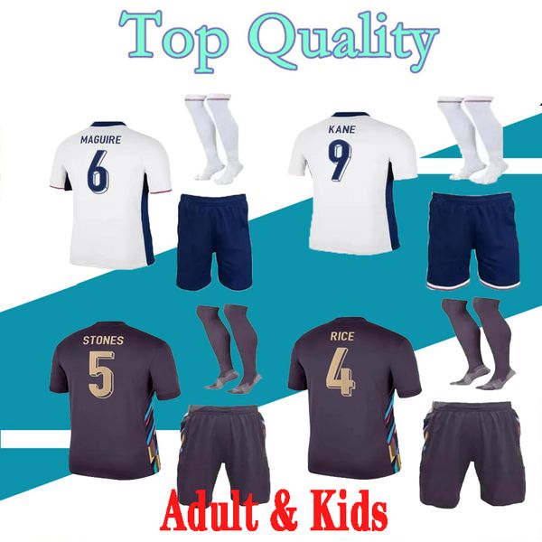 2024 Englan Jersey Bellingham Home Away 24 25 Jerseys de fútbol ARROZ SAKA FODEN RASHFORD STERLING STONES GREALISH KANE Hombres Niños con calcetines Camiseta de fútbol