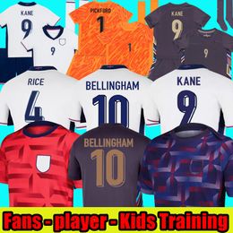 2024 Inglaterra Jersey de fútbol, Saka Foden Bellingham Rashford Grealish 24 25 Equipo nacional Home Away Kane Football Shirt Kit Red White Purple Whitee Men Kids