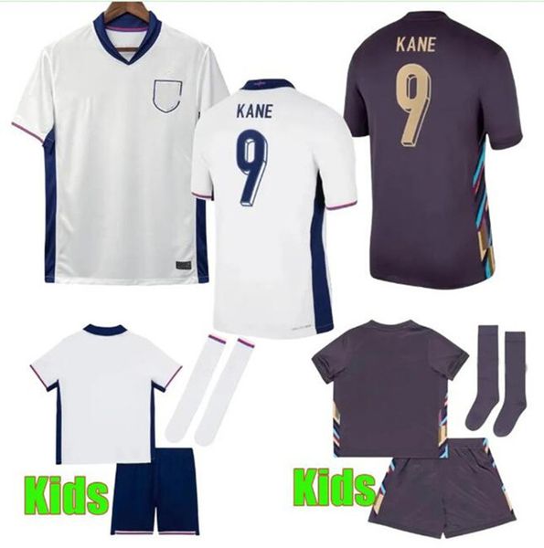 2024 Inglaterra Jerseys de fútbol Saka Foden Bellingham Rashford Sterling Grealish 24 25 Equipo nacional Kane Fútbol Camisa de fútbol White White Purple Kids Kit