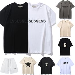 2024 Essentialls Camisetas para hombre Carta en el pecho Essentialsweatshirts Imprimir Marea Manga corta High Street Loose Oversize Casual Mujeres Essentialshoodie Tops de algodón