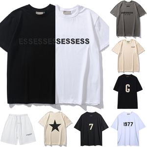 2024 Essentialls Heren T-shirts Borst Letter essentialsweatshirts Print Tide Korte mouw High Street Los Oversize Casual Dames Essentialshoodie Katoenen Tops