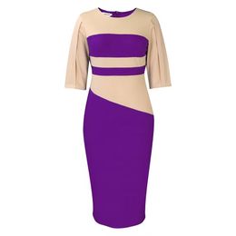 2024 Etnische kleding Zomermode Afrikaanse vrouwen Rood Purple Black Ol Casual Round Round Neck Pencil Midi -jurken voor jurken voor