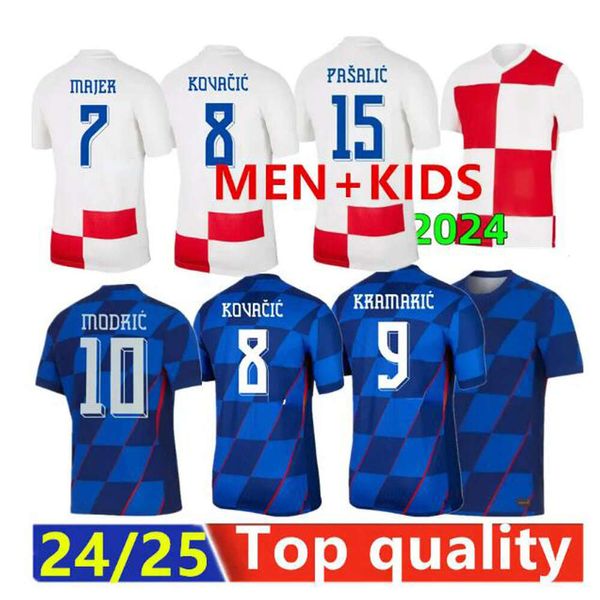 2024 Euro Croatie Soccer Jerseys Modric Brekalo Perisic Football Shirt National Team Brozovic Rebic Jersey Kids Fans Joueur Maillot