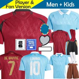 2024 Eurocopa Copa Bélgica Jerseys de Bruyne R. Lukaku E. Hazard 24 25 Mertens Batshuayi Tielemans T.Hazard Avistados Jugador Jugador de camisa de fútbol de fútbol Hombres uniformes
