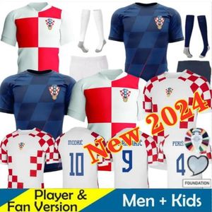 2024 Euro Cup Kroatië voetbaltrui Nieuw 2024 Kroatie Nationaal team 24 25 voetbalshirt Mannen Kids Kit Set Home White Away Blue Men Uniform Modric Kovacic Pasalic Perisi