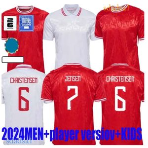 2024 Euro Cup Danemark Jerseys de football Eriksen Red Away White 24 25 Hojbjerg Christensen Skov Olsen Braithwaite Dolberg Football Jersey